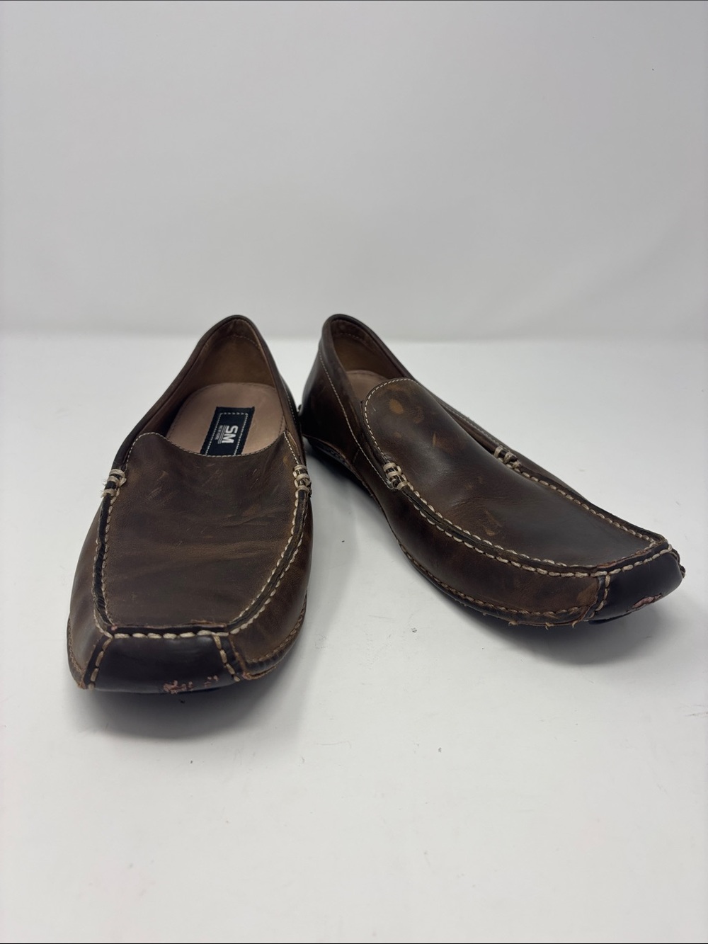 SM | Men's Dark Brown Leather Slip-On Loafers 8.5